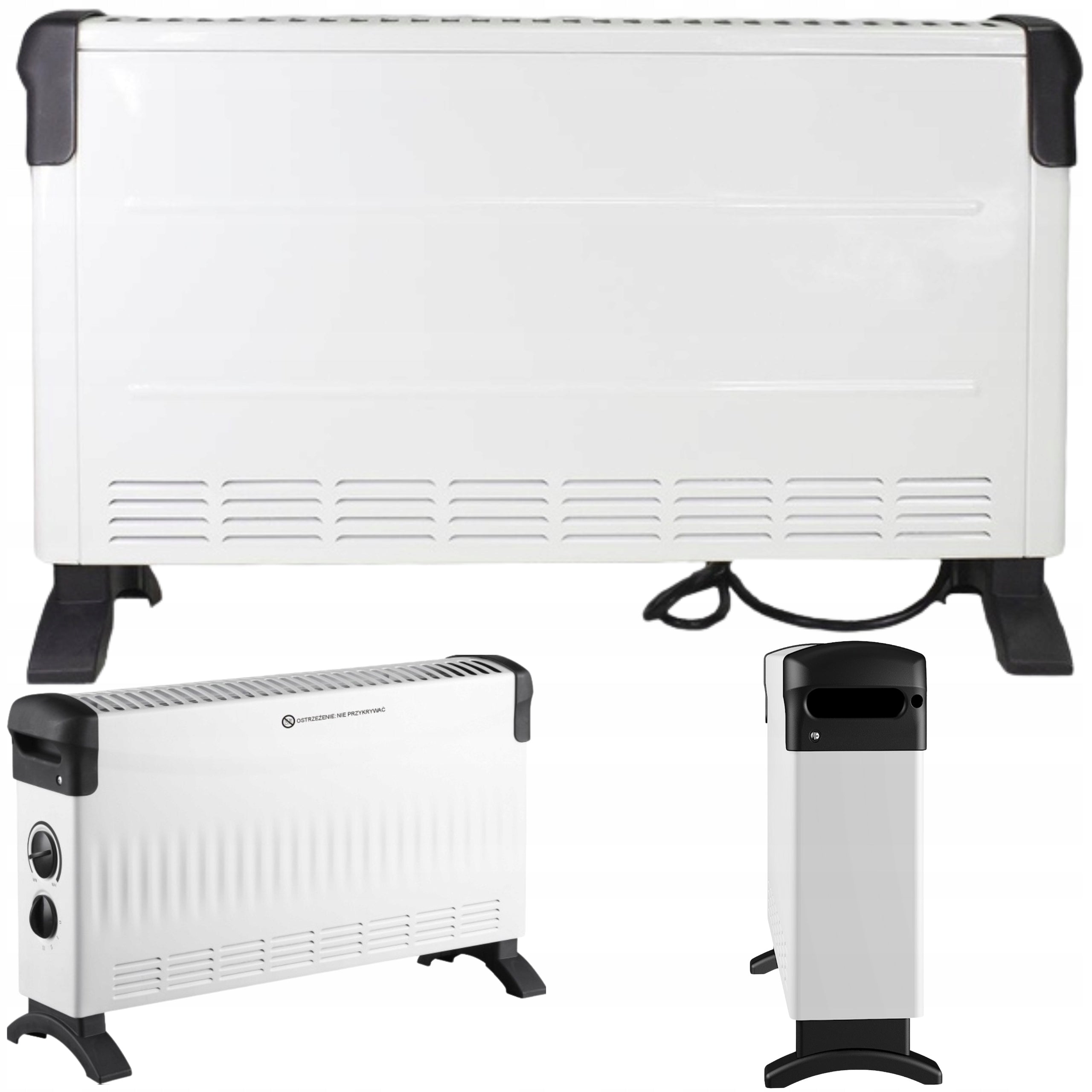Electric Convector Heater Energy Saving Thermostat White 2000W