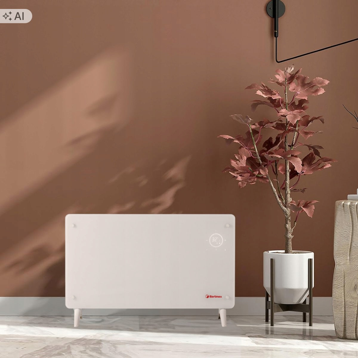 Electric Convector Heater Glass White 2000W Thermostat WiFi Remote Control Packaging status original