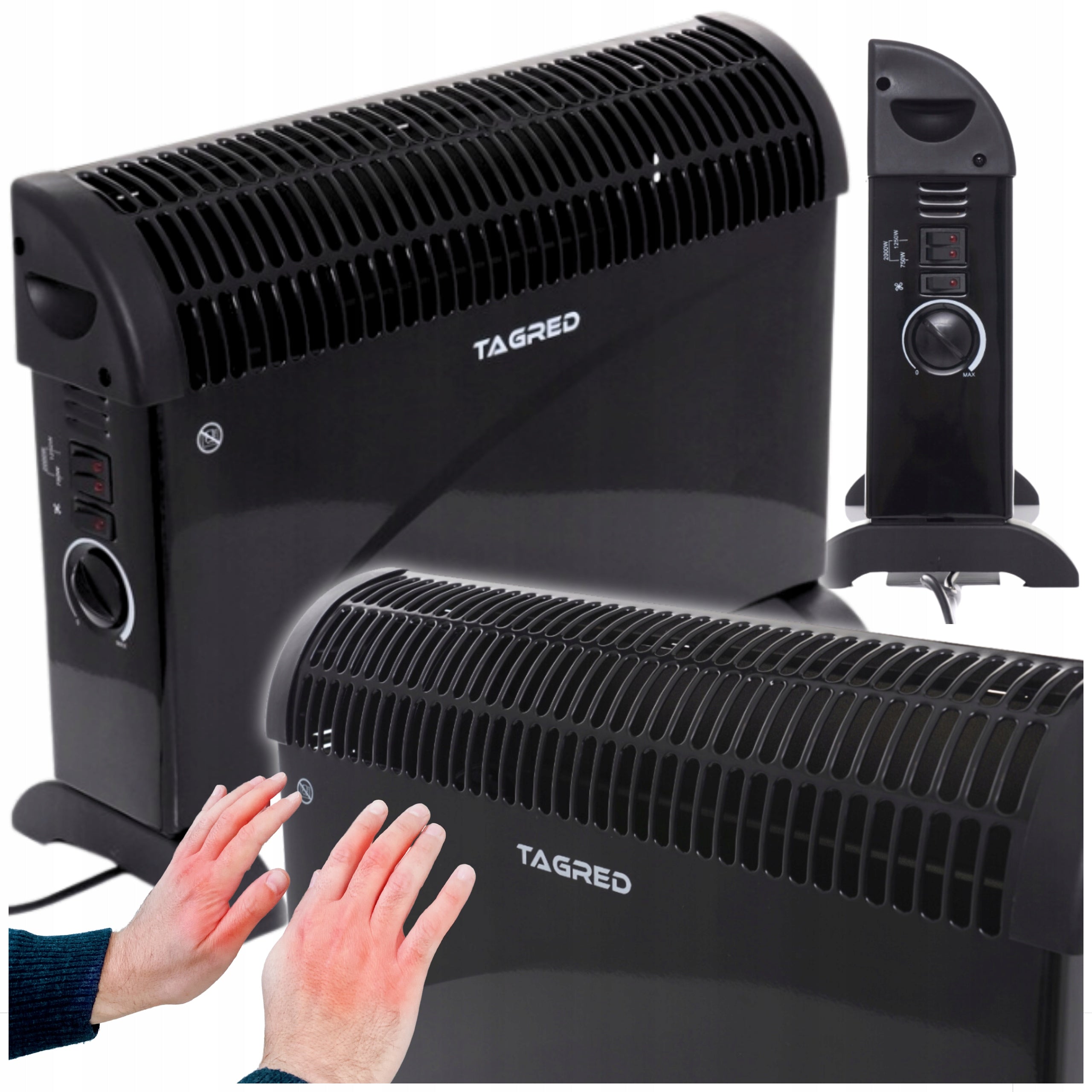 Electric Convector Heater Powerful Turbo2kw Air Supply Adjustable Thermostat