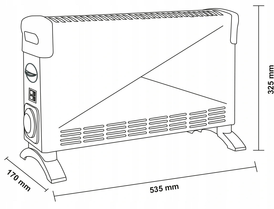 Electric Convector Heater Thermoval PANDA 2000W 2kW Manufacturer code trzy stopnie mocy 750 W / 1250 W / 2000 W