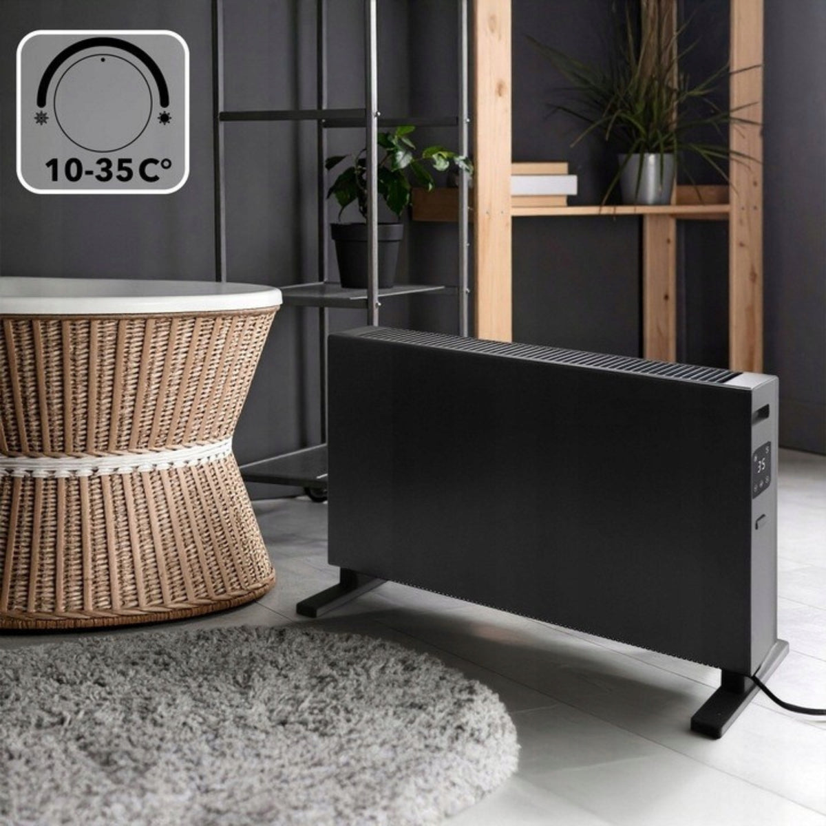 Electric Convector Heater with Thermostat Remote Control Led 2000 W Black Brand no brand