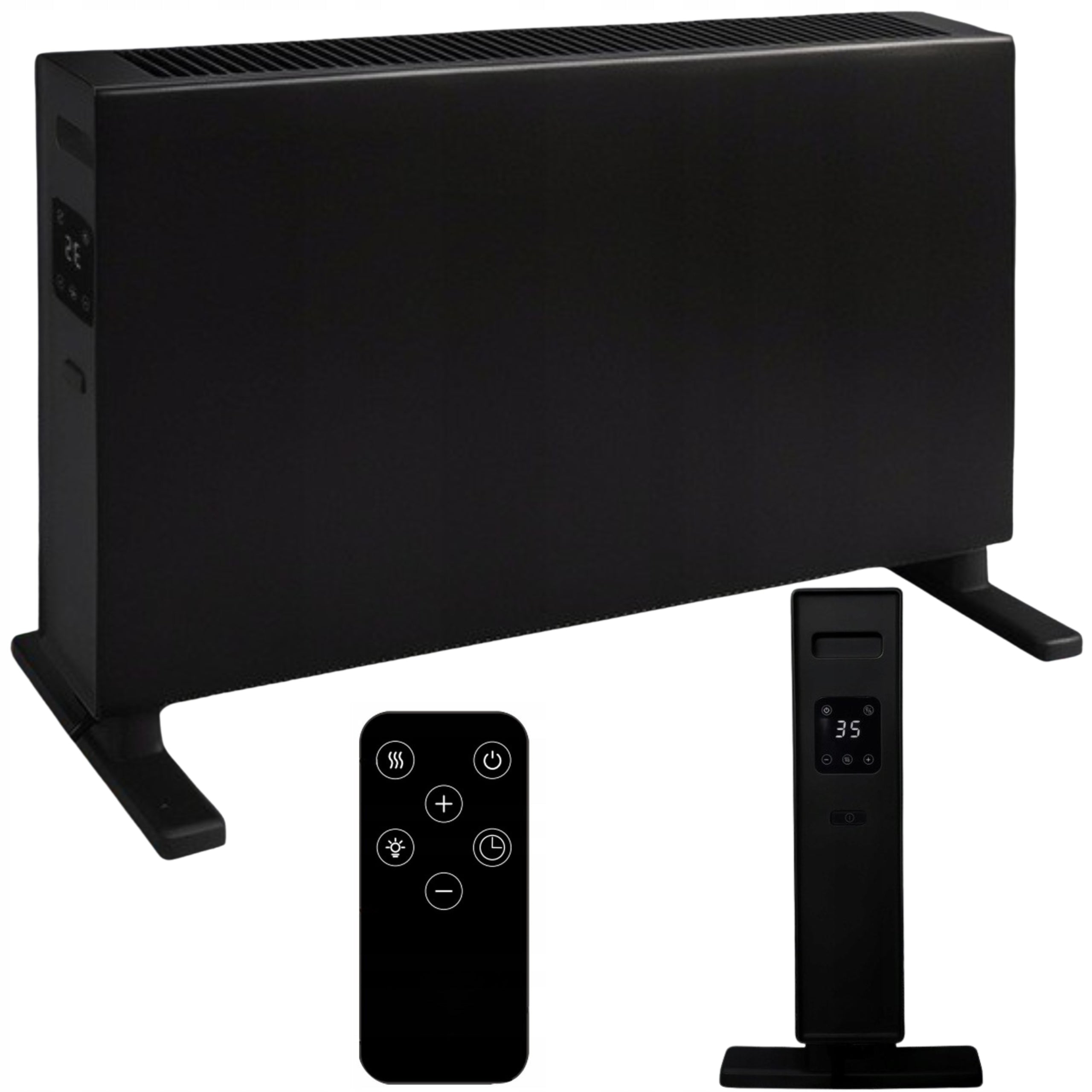 Electric Convector Heater with Thermostat Remote Control Led 2000 W Black