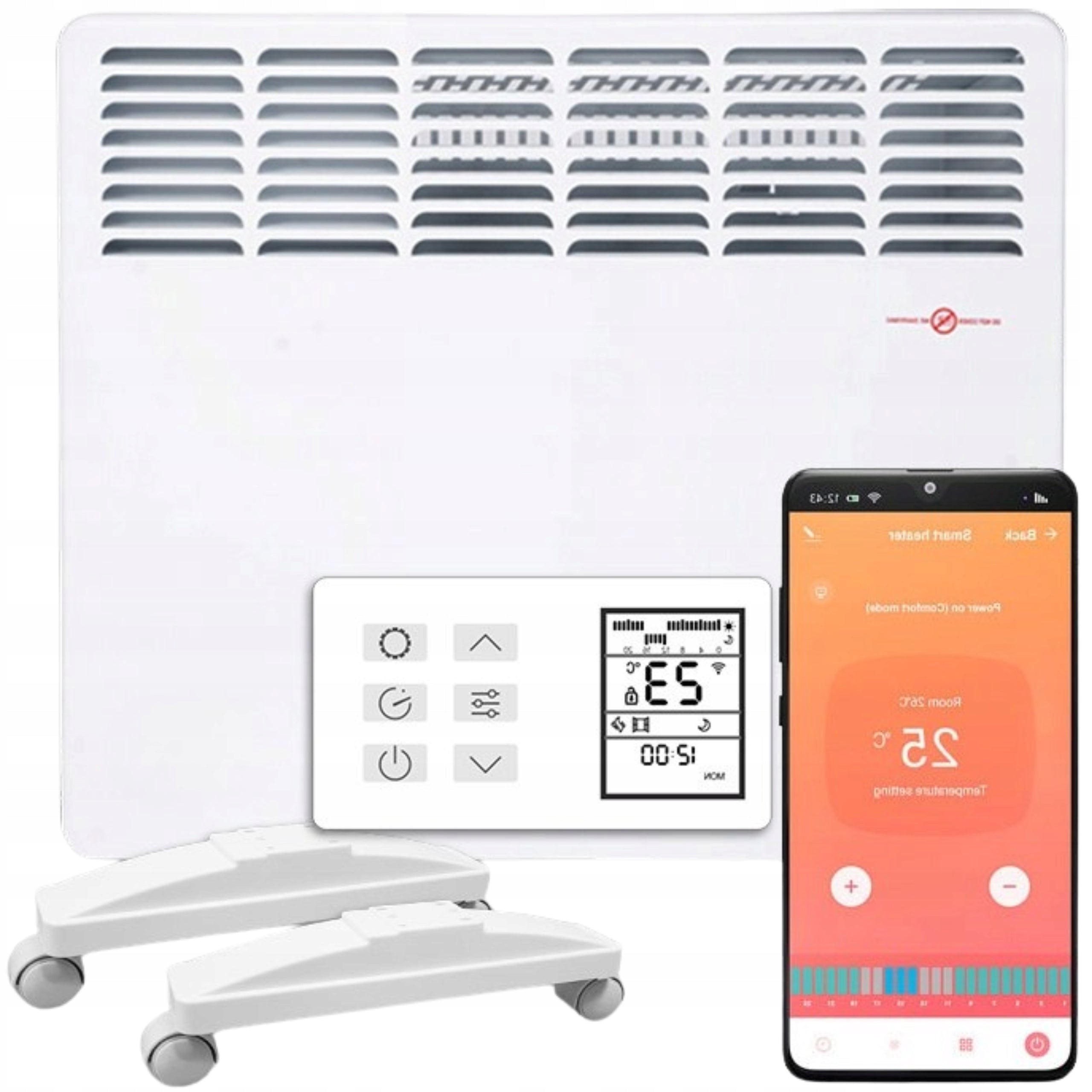 Electric Convector Heater with Touch Thermostat WiFi White 1000 W
