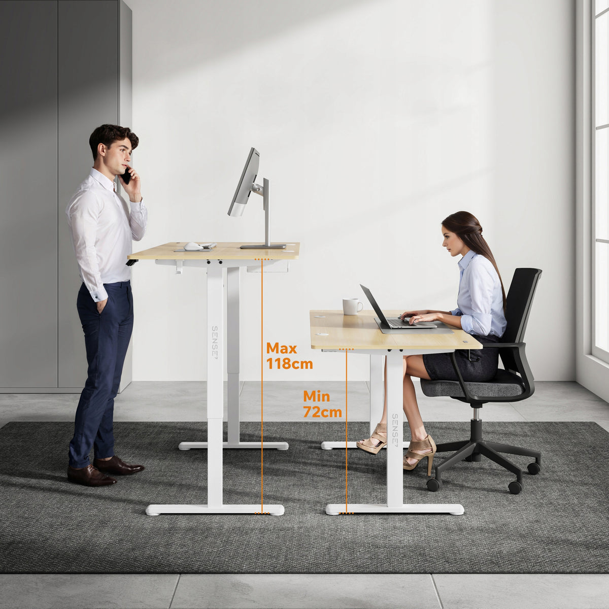Electric Desk Adjustable 120x60cm Height Adjustment 72-118cm SENSE7 EAN (GTIN) 5902659844675