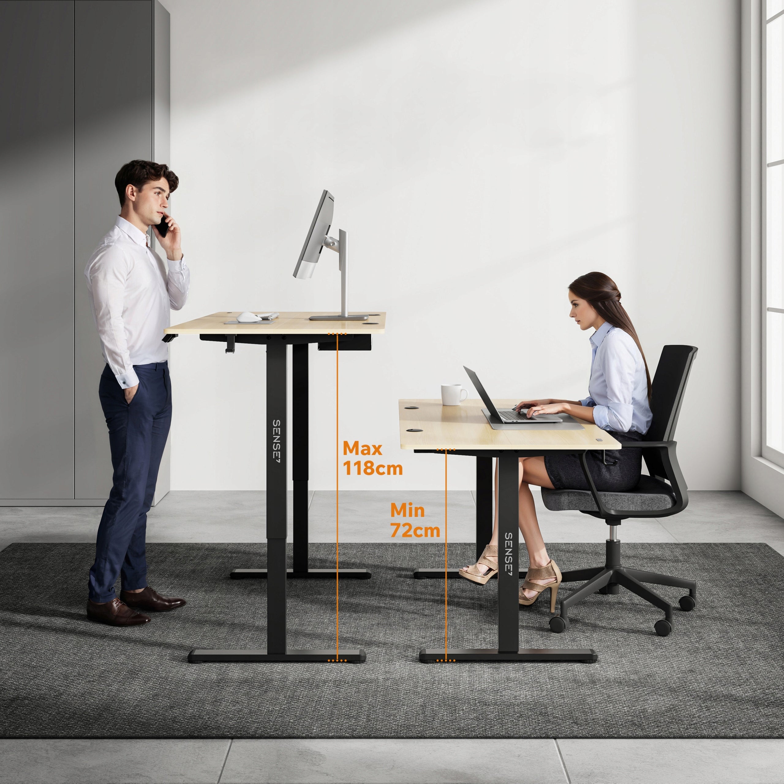 Electric Desk Adjustable 140x70cm Height Adjustment 72-118cm SENSE7 Manufacturer code 13258027
