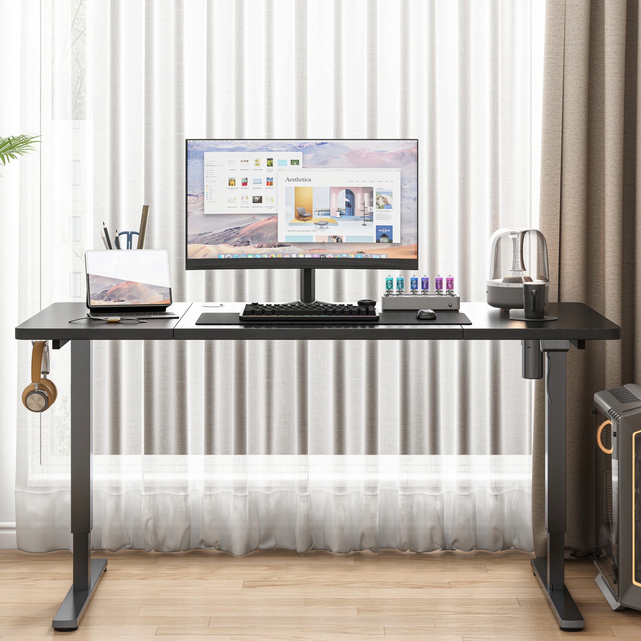 Electric Desk Raised Black 160 cm Adjustable MODERN 72-118 cm Manufacturer code Biurko Elektryczne Regulowane 160x60cm
