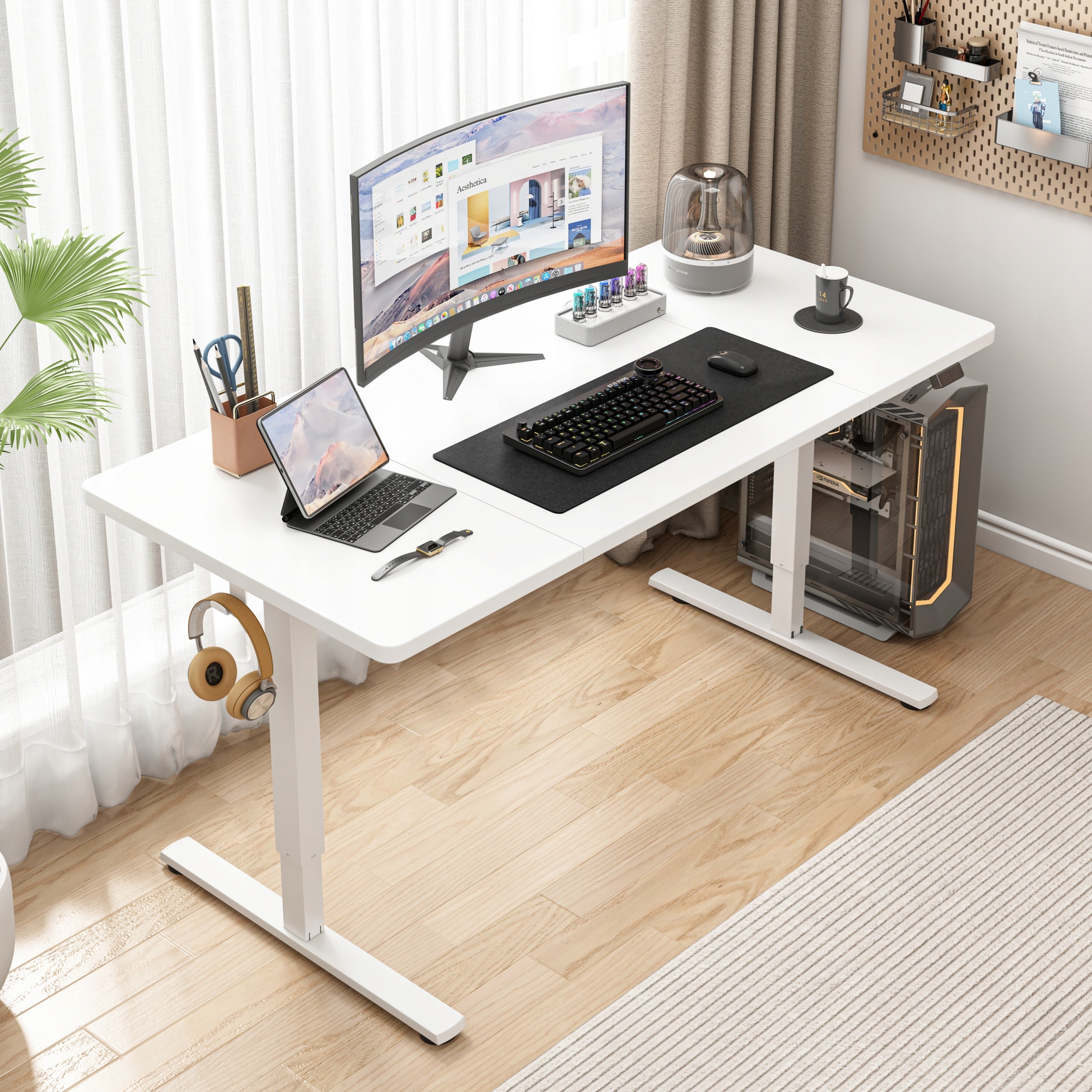 Electric Desk Raised White 140 cm Adjustable MODERN 72-118 cm Manufacturer code Biurko Elektryczne Regulowane 140x60cm