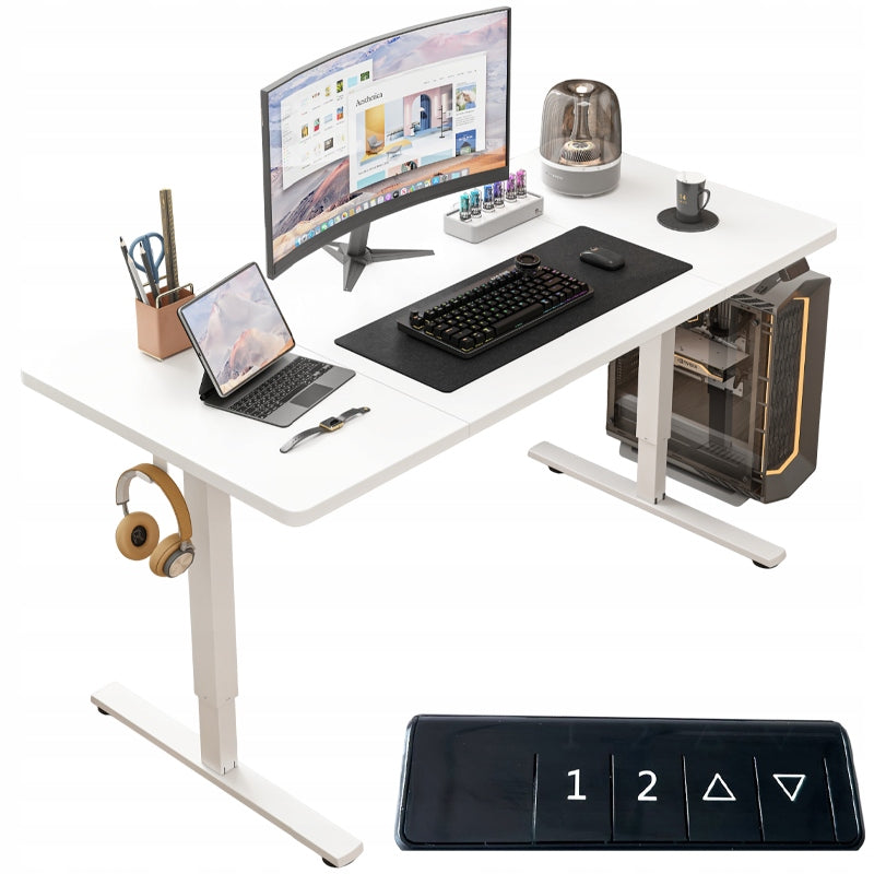 Electric Desk Raised White 140 cm Adjustable MODERN 72-118 cm