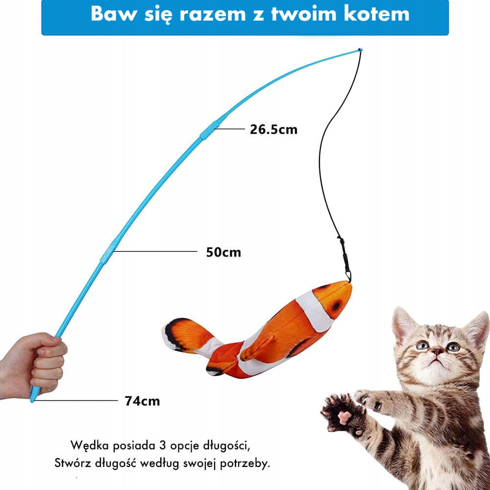 Electric Fish Cat Toy with Floppy Fish Rod Chub Manufacturer code PT14484-ROD-KLE