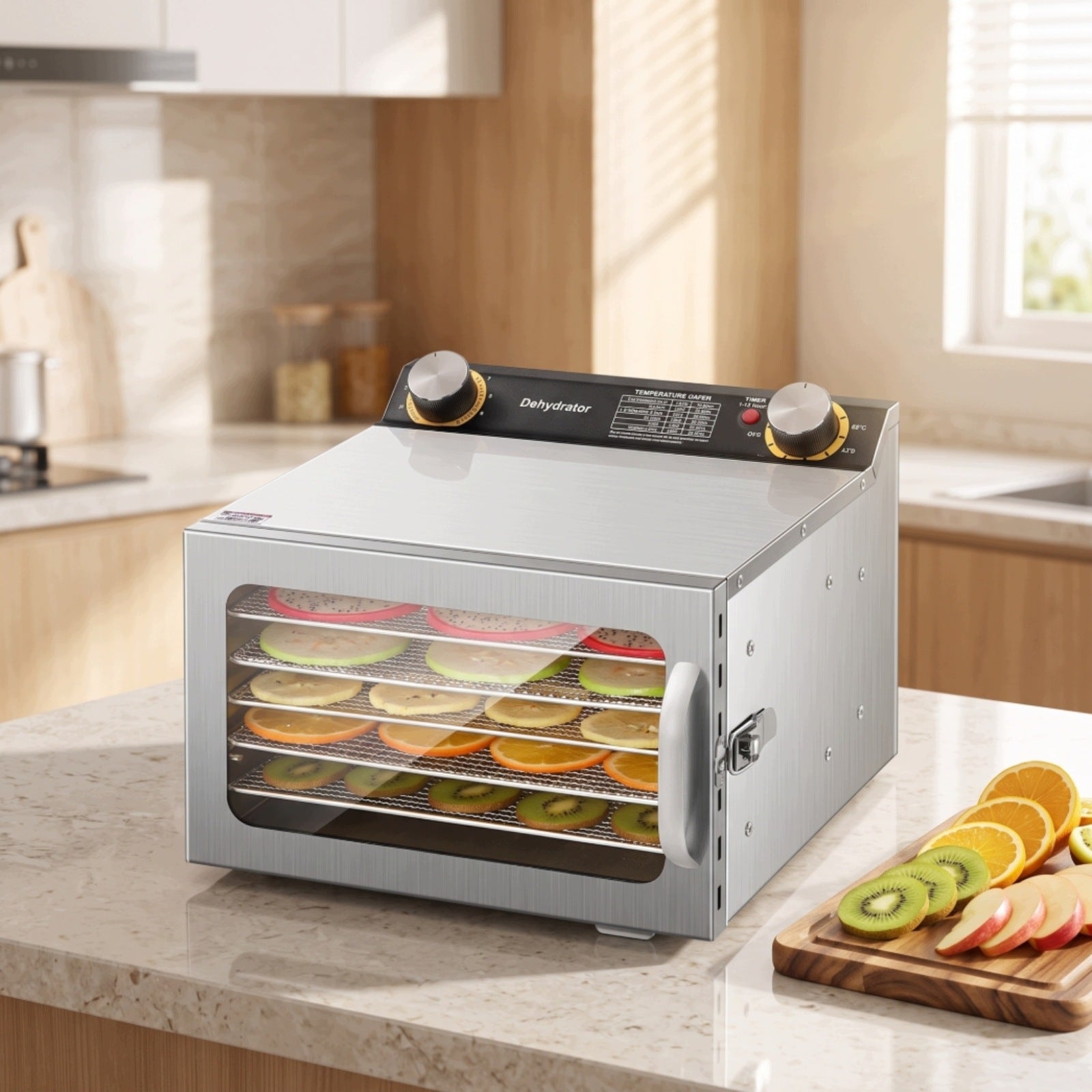 Electric Food Dehydrator Adjustable Temperature Stainless Steel Dehydrator Packaging status original