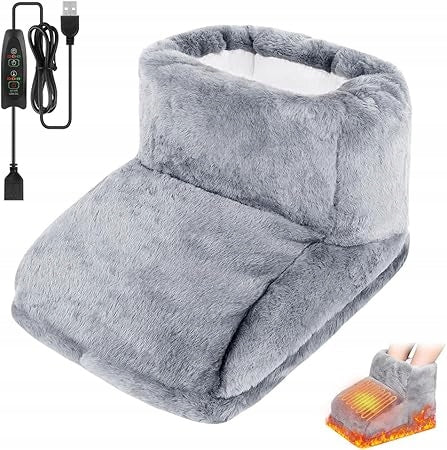 Electric Foot Warmer Warming Shoe Warmer Soft Grey