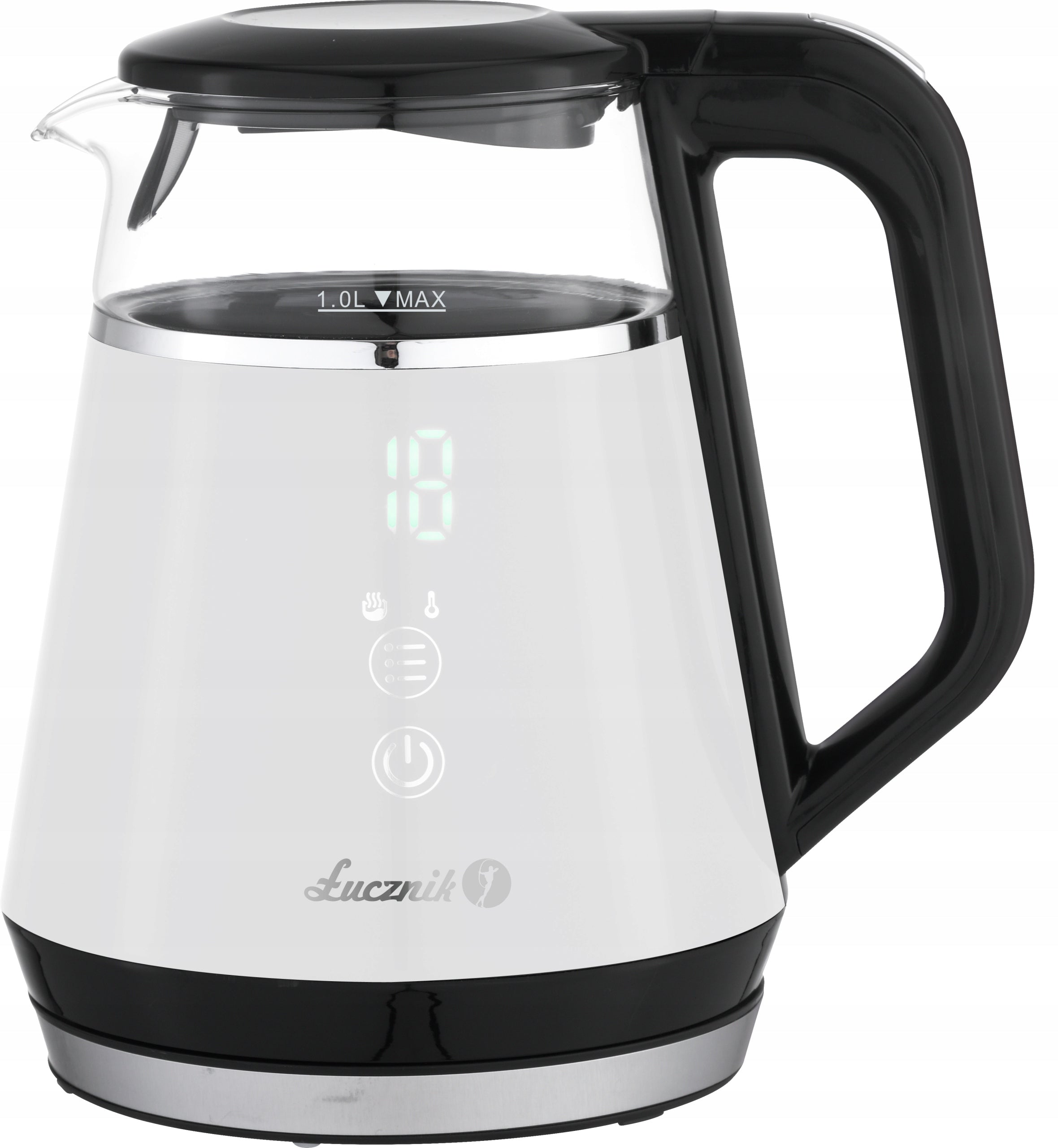 Electric Glass Kettle with Temperature Control ŁUCZNIK 1L Small White Model WK-2503