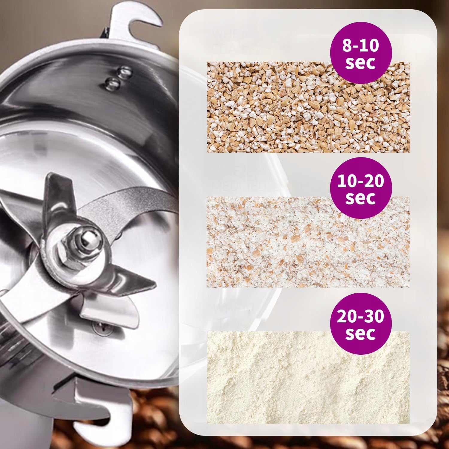Electric Grain and Spice Grinder Stainless Steel 304 - 3000W - 1000g Model HC-1000