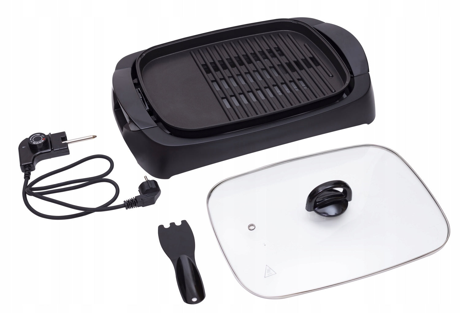 Electric Grill 3000W Large Plate Fluted Flat Cover Spatula Dominant color black