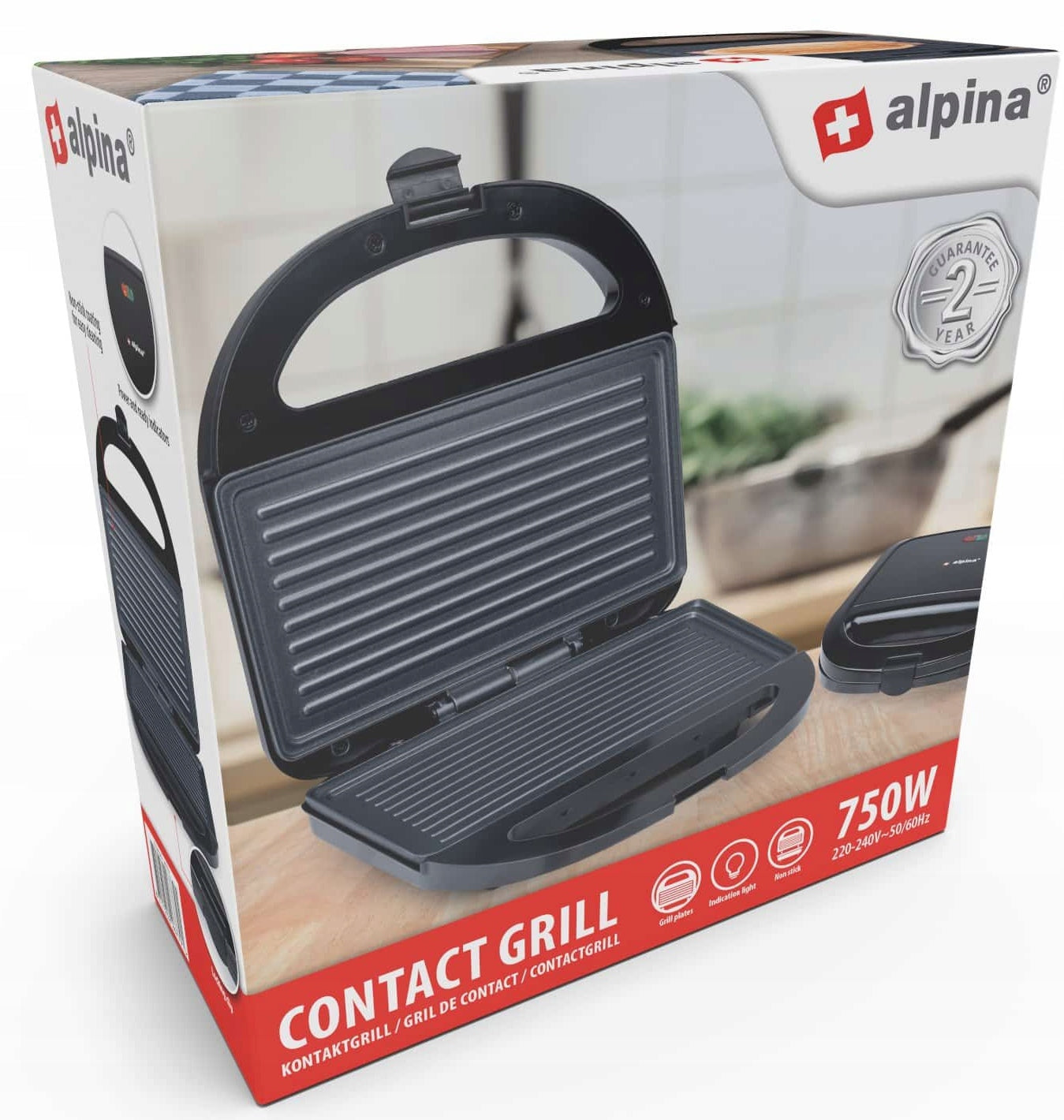 Electric Grill Black Easy to Clean Alpina 750W 220-240V 50-60Hz Power rating 750 W
