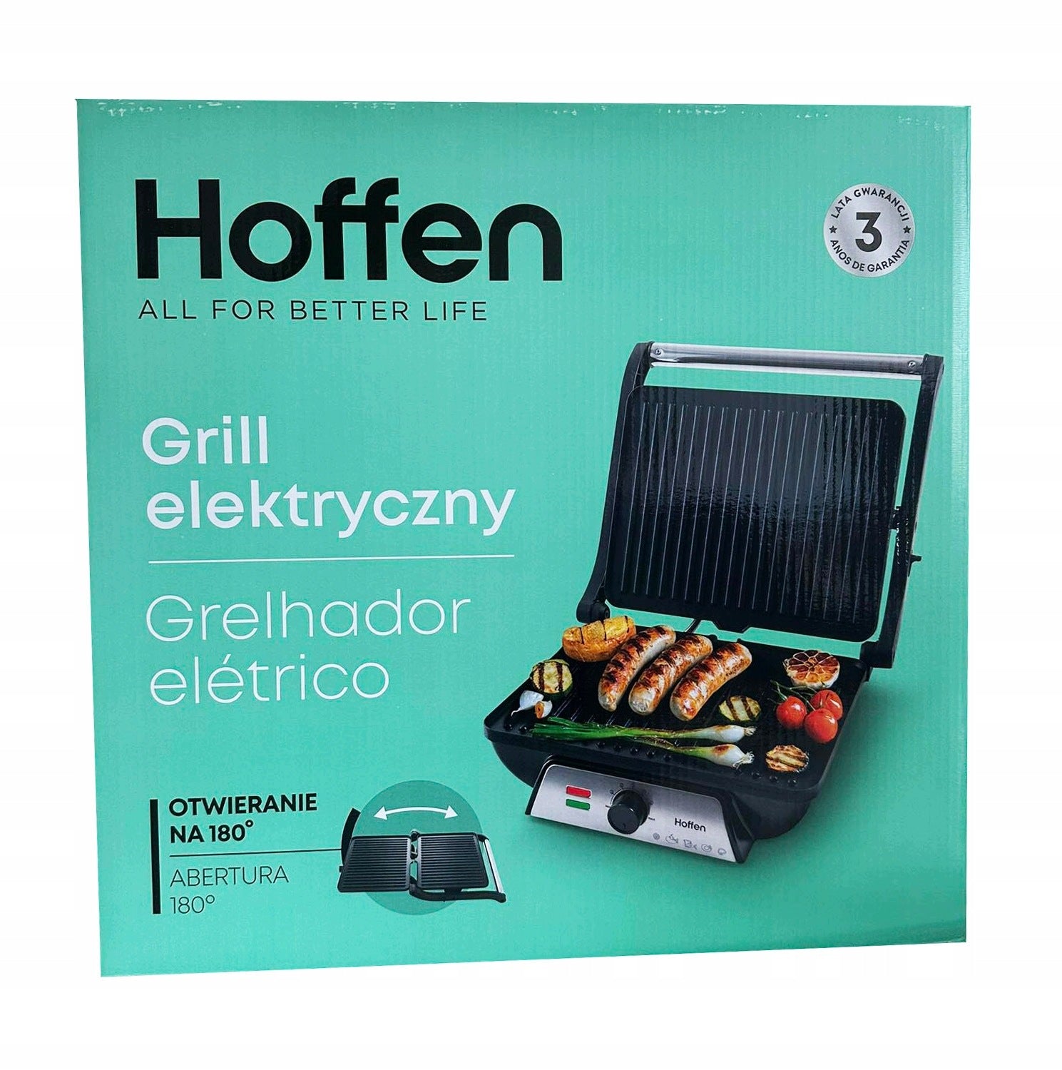 Electric Grill Contact Toaster Nonstick 2000W Hoffen EG-3174