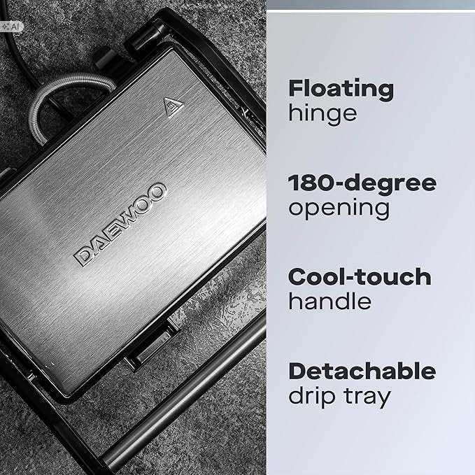 Electric Grill Daewoo SDA1574GE Panini 750 W Non-stick Packaging status original