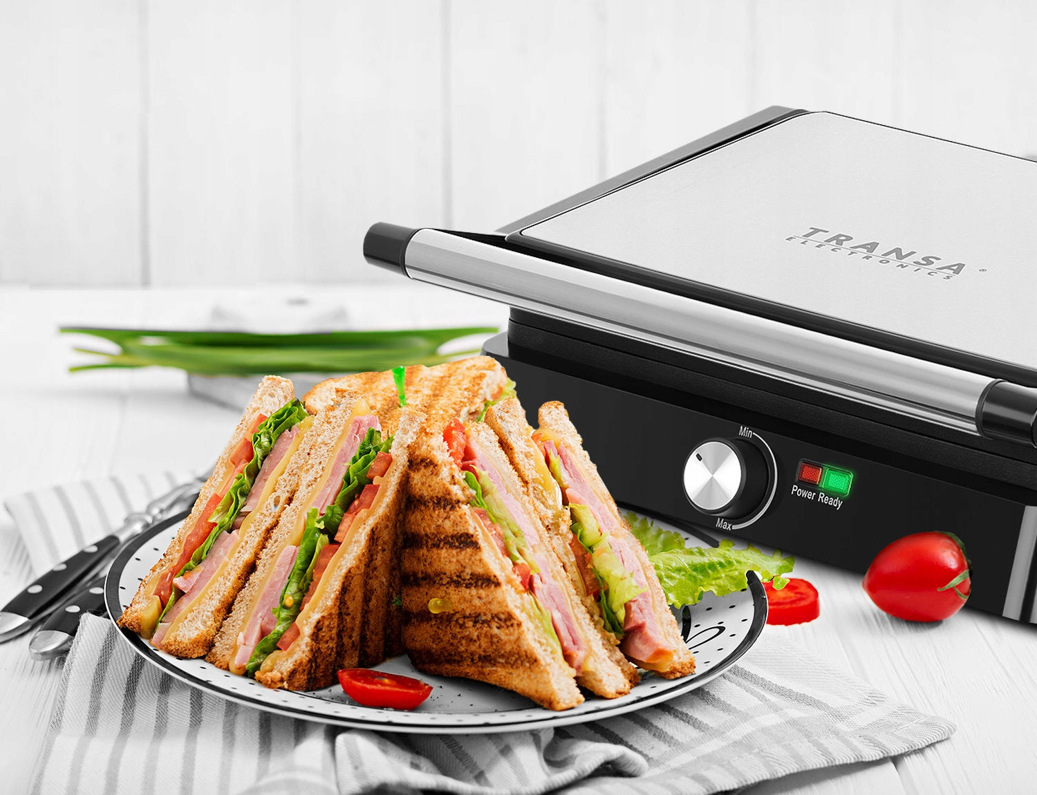 Electric Grill Folding Toaster TEMPERATURE CONTROL HIGH POWER 2200W Dominant color silver/gray