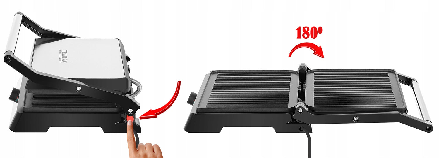 Electric Grill Folding Toaster TEMPERATURE CONTROL HIGH POWER 2200W Model GrillChef