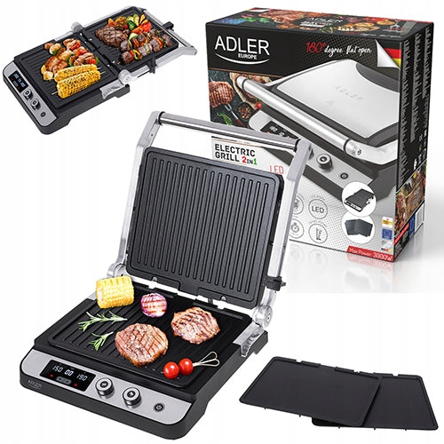 Electric Grill LED 2in1 Contact Tableware 3000W 2 Nonstick Plates