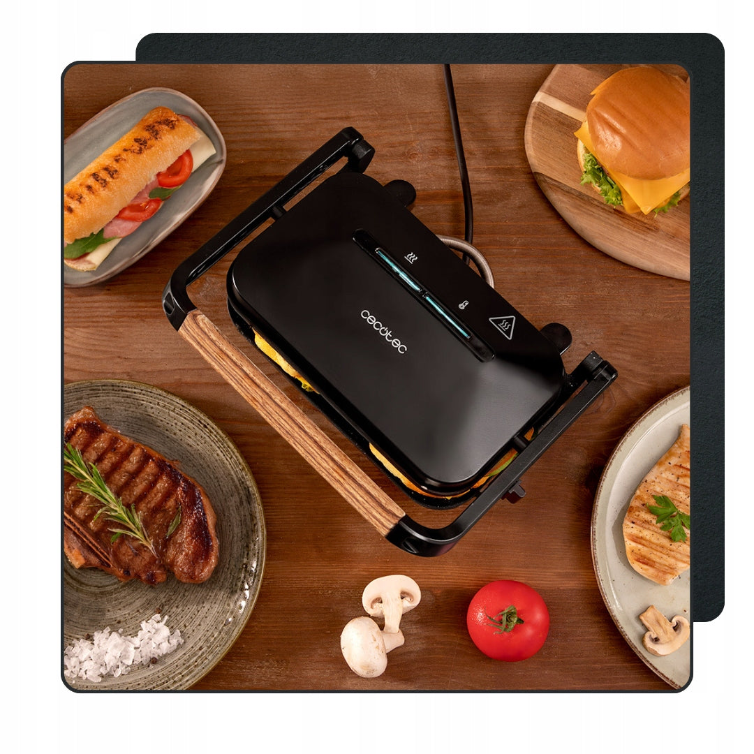 Electric Grill Lockable Toaster Rock'nGrill 1200 Wooden Black 1200W Brand Cecotec