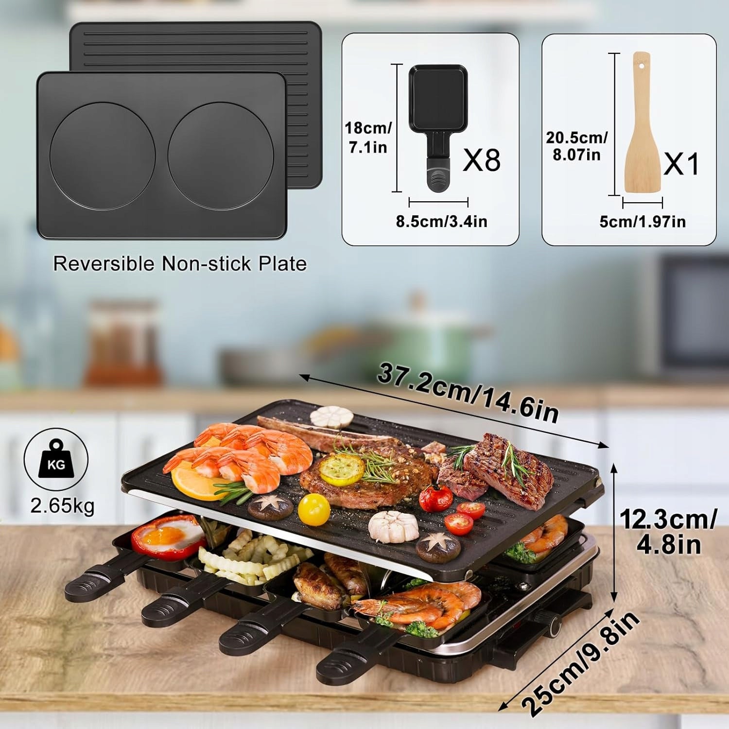 Electric Grill Raclette Table Toaster + Heating Plate 1300W Packaging status original