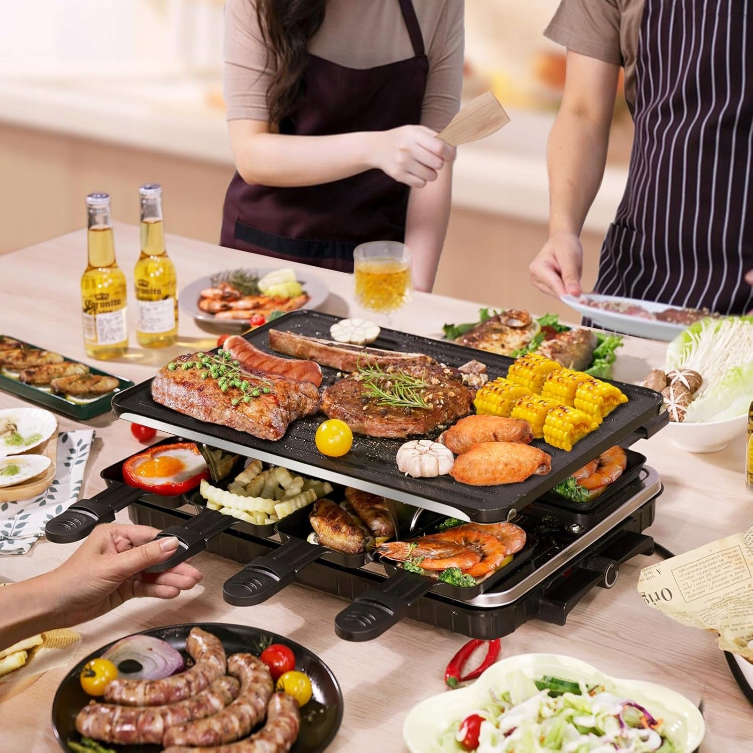 Electric Grill Raclette Table Toaster + Heating Plate 1300W Power rating 1300 W
