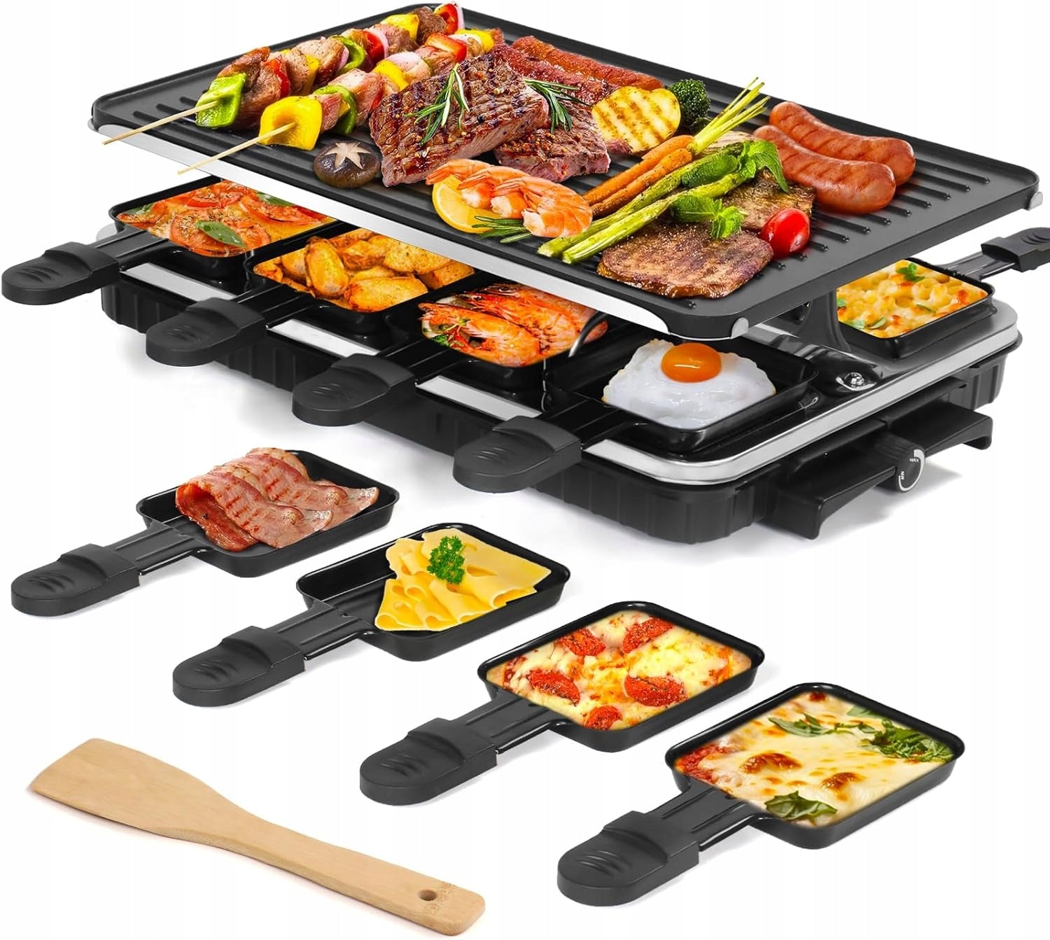 Electric Grill Raclette Table Toaster + Heating Plate 1300W