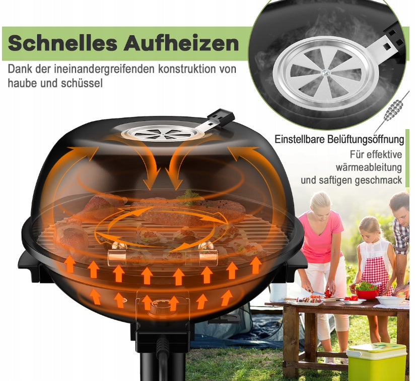 Electric Grill Round Removable Compact Grate Black 1600W Manufacturer code EP25435DE-BK