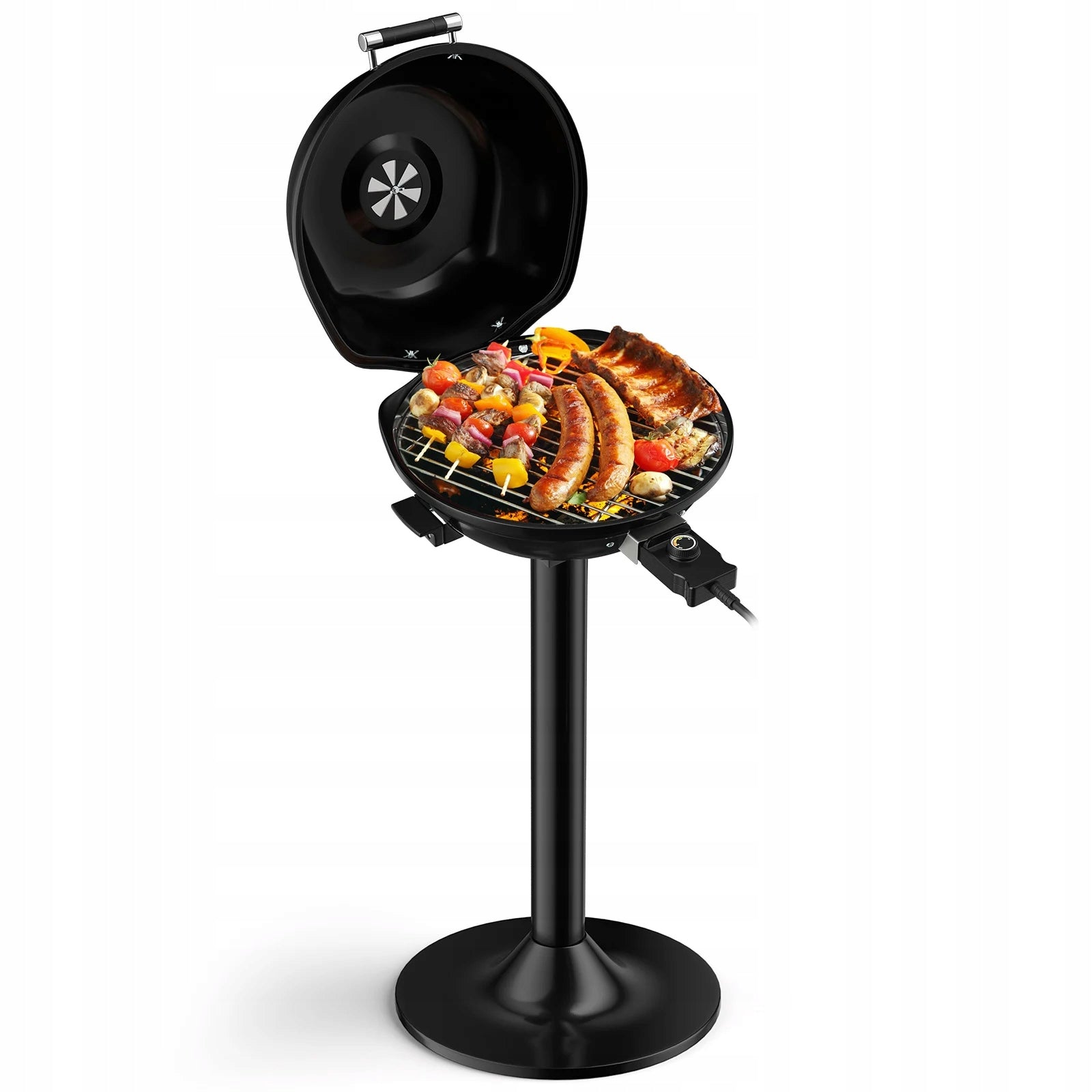 Electric Grill Round Removable Compact Grate Black 1600W