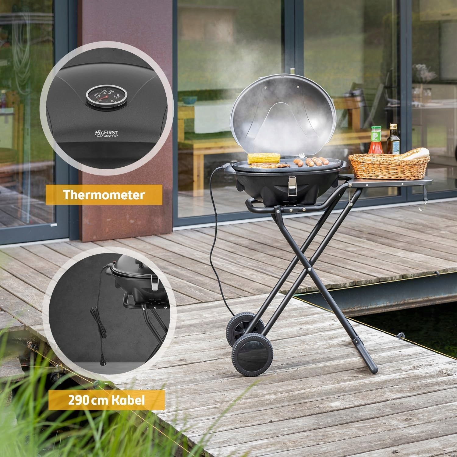 Electric Grill Standing First Austria 2400W Black Manufacturer code 5350-1