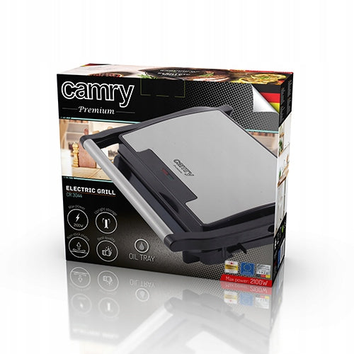 Electric Grill for Meat Toast Vegetables 2100W Folding Toaster Camry Dominant color silver/gray