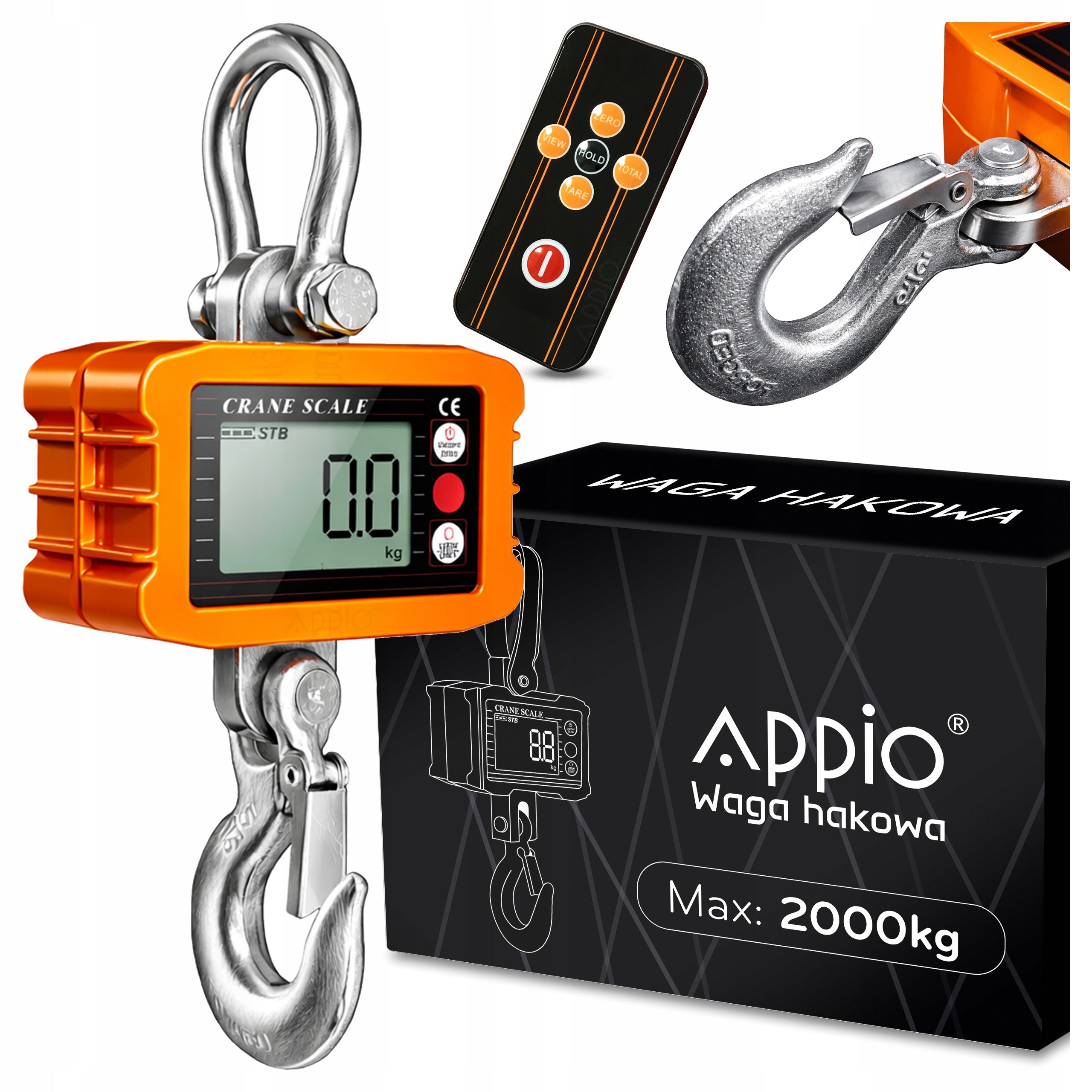 Electric Hanging Storage Hook Scale 2T Tony 2000kg LCD Hook Remote Control