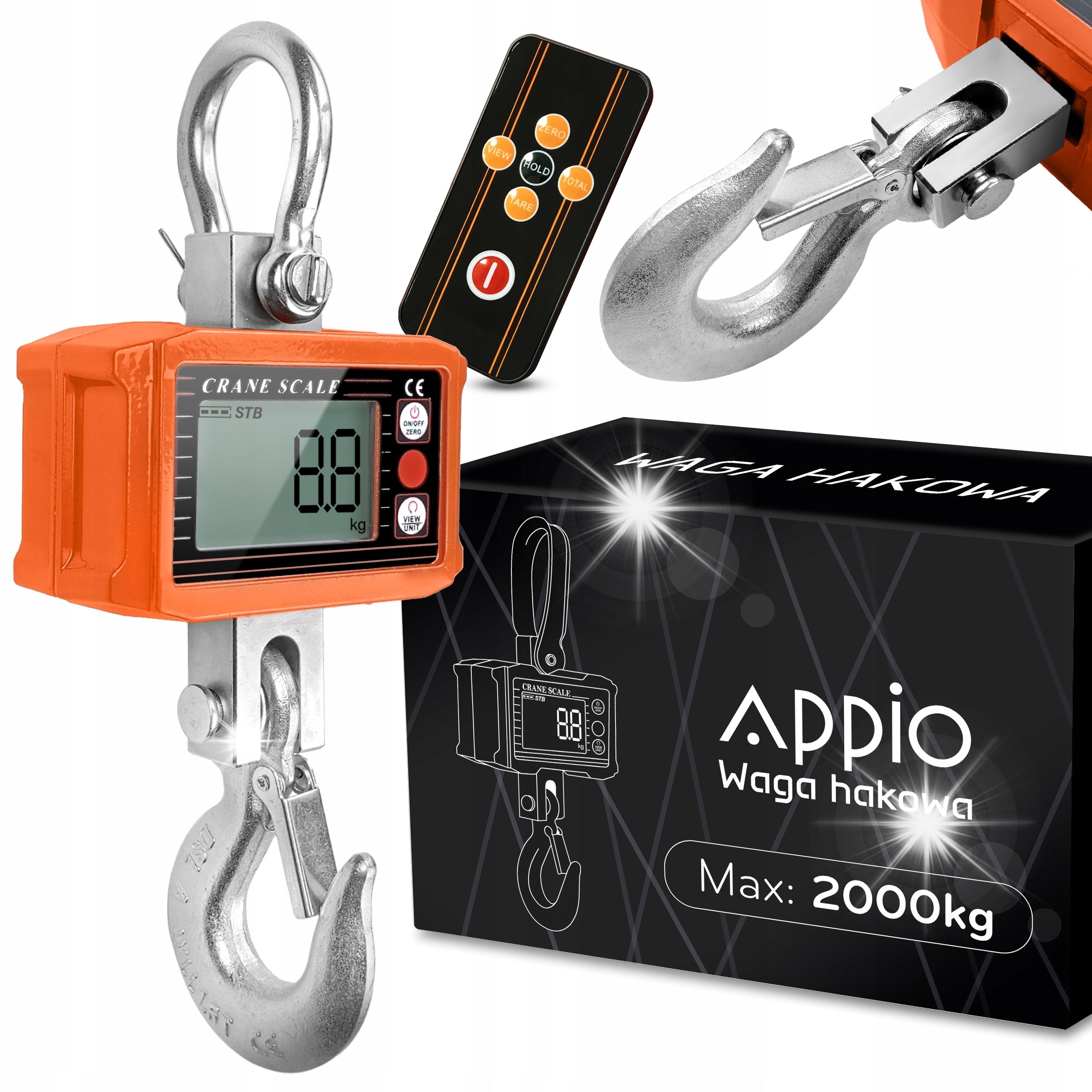 Electric Hanging Storage Hook Scale 2T Tony 2000kg LCD Hook + Remote Control