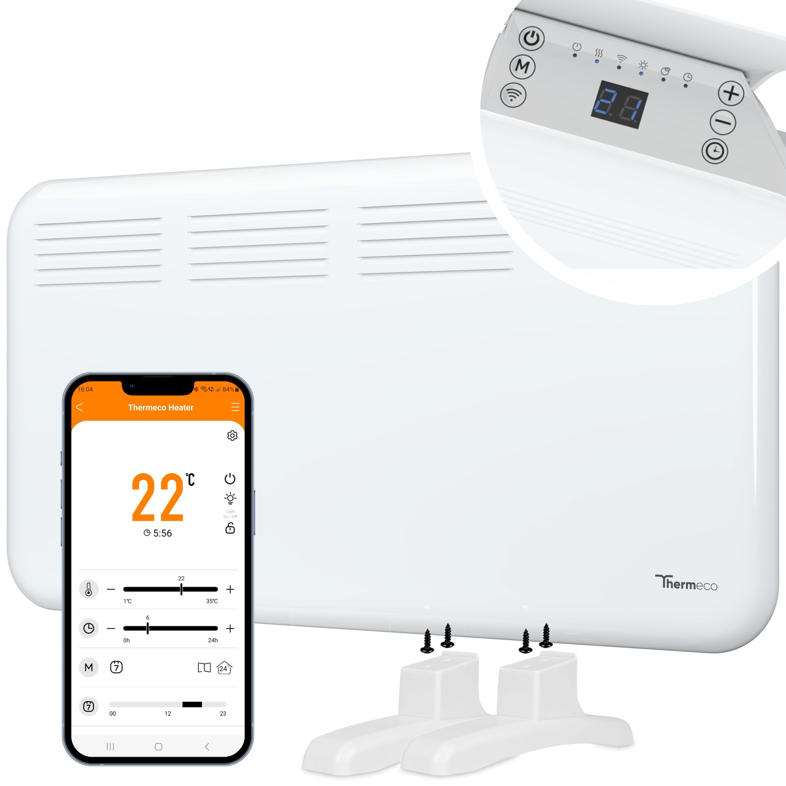 Electric Heater Eco 2000W Energy Efficient WiFi Smart Standing Hanging