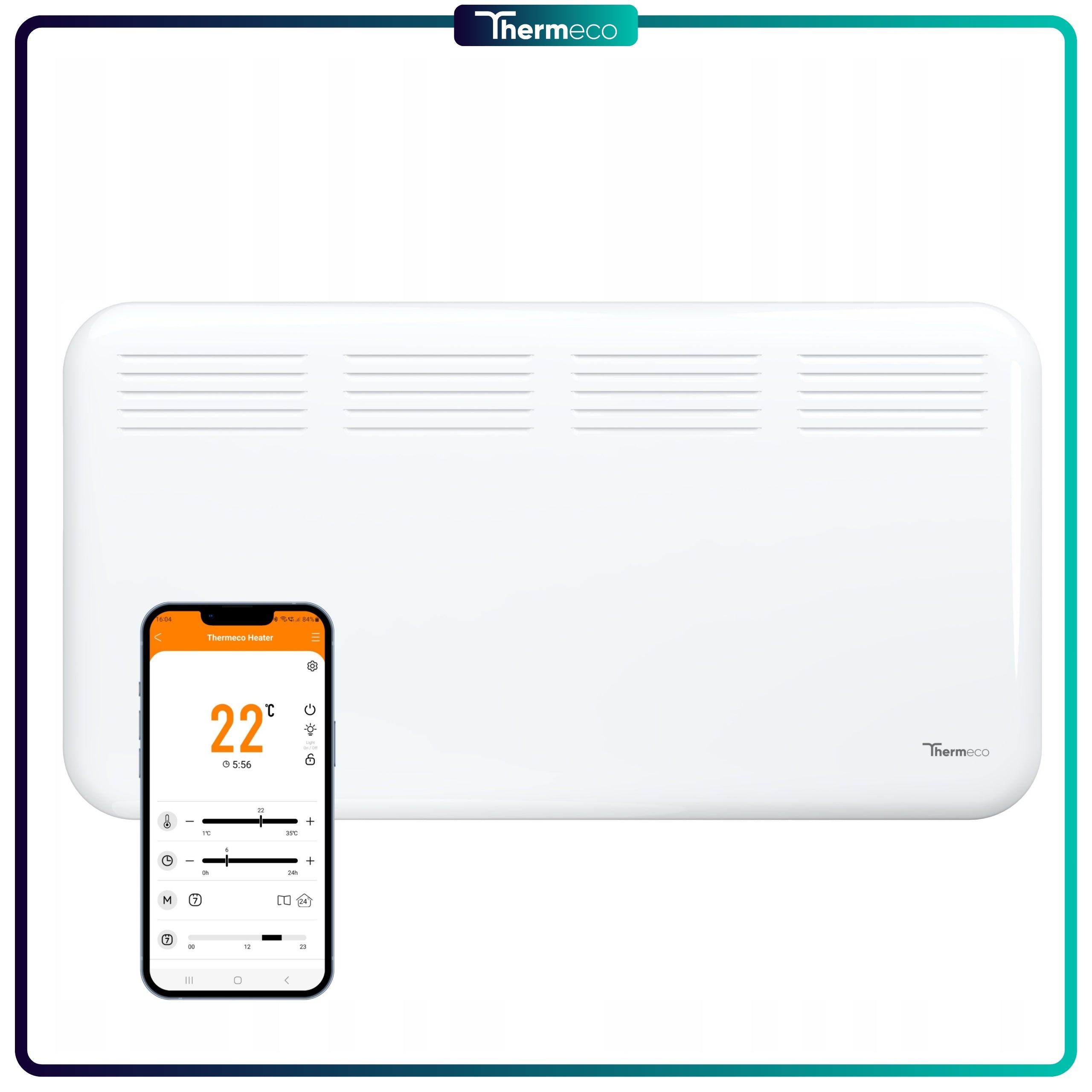Electric Heater Energy Efficient Wall Convector 2000W White Wifi Packaging status original