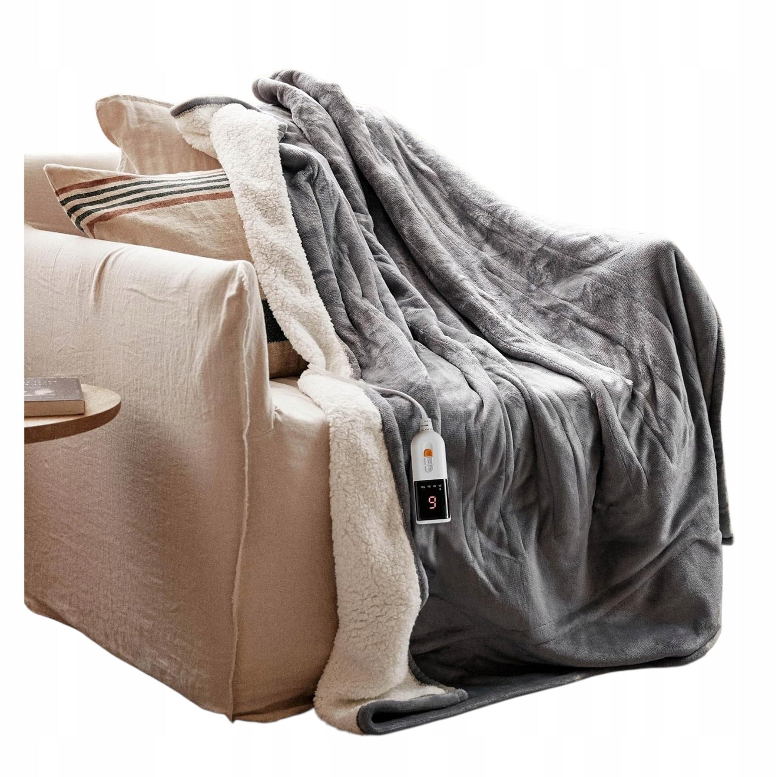 Electric Heating Blanket 130x180 Grey 6 Degree Timer Warm Heated