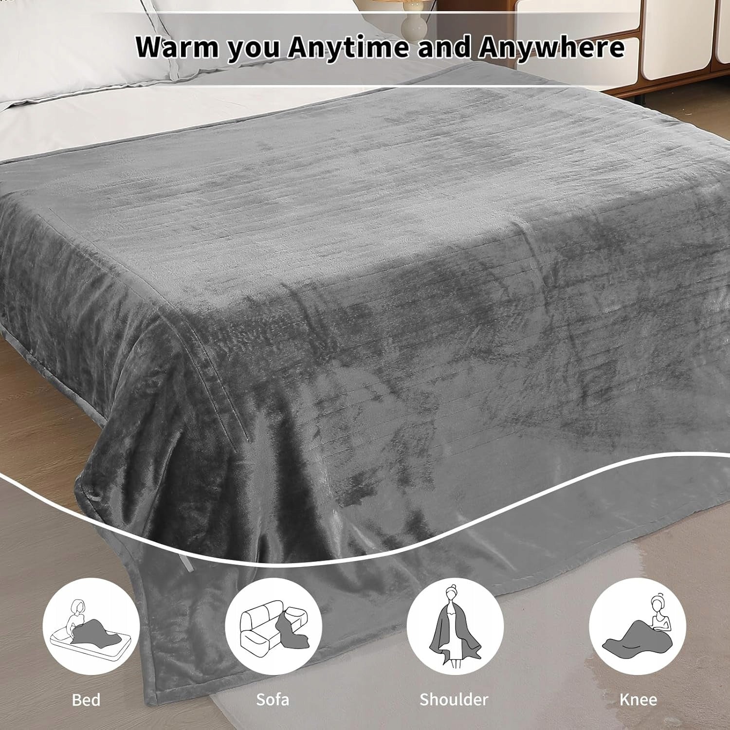 Electric Heating Blanket 180x130cm Grey 6 Power Levels Manufacturer code Koc Elektryczny Grzewczy Estingo 180x130