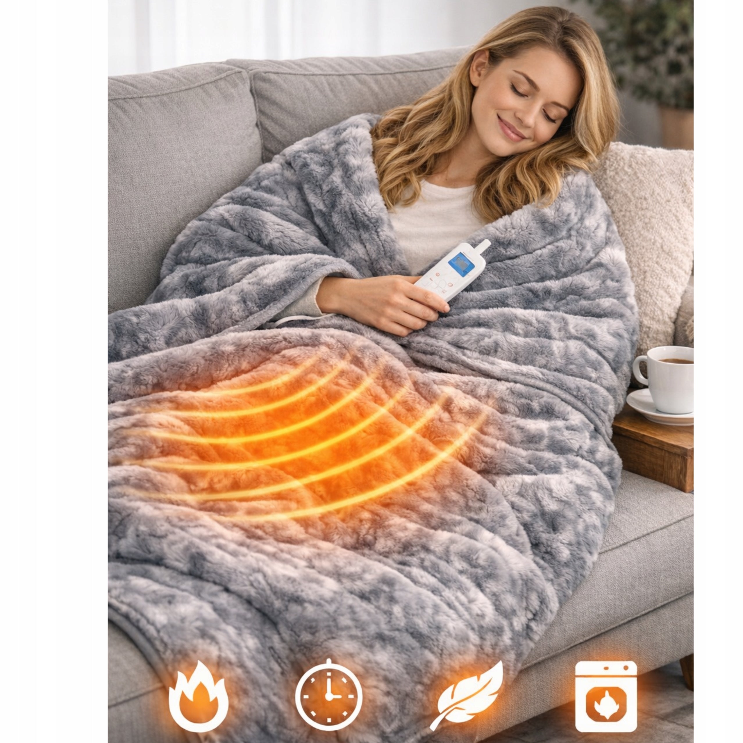 Electric Heating Blanket 180x160 cm Soft Remote Control Timer Adjustable Medical device no