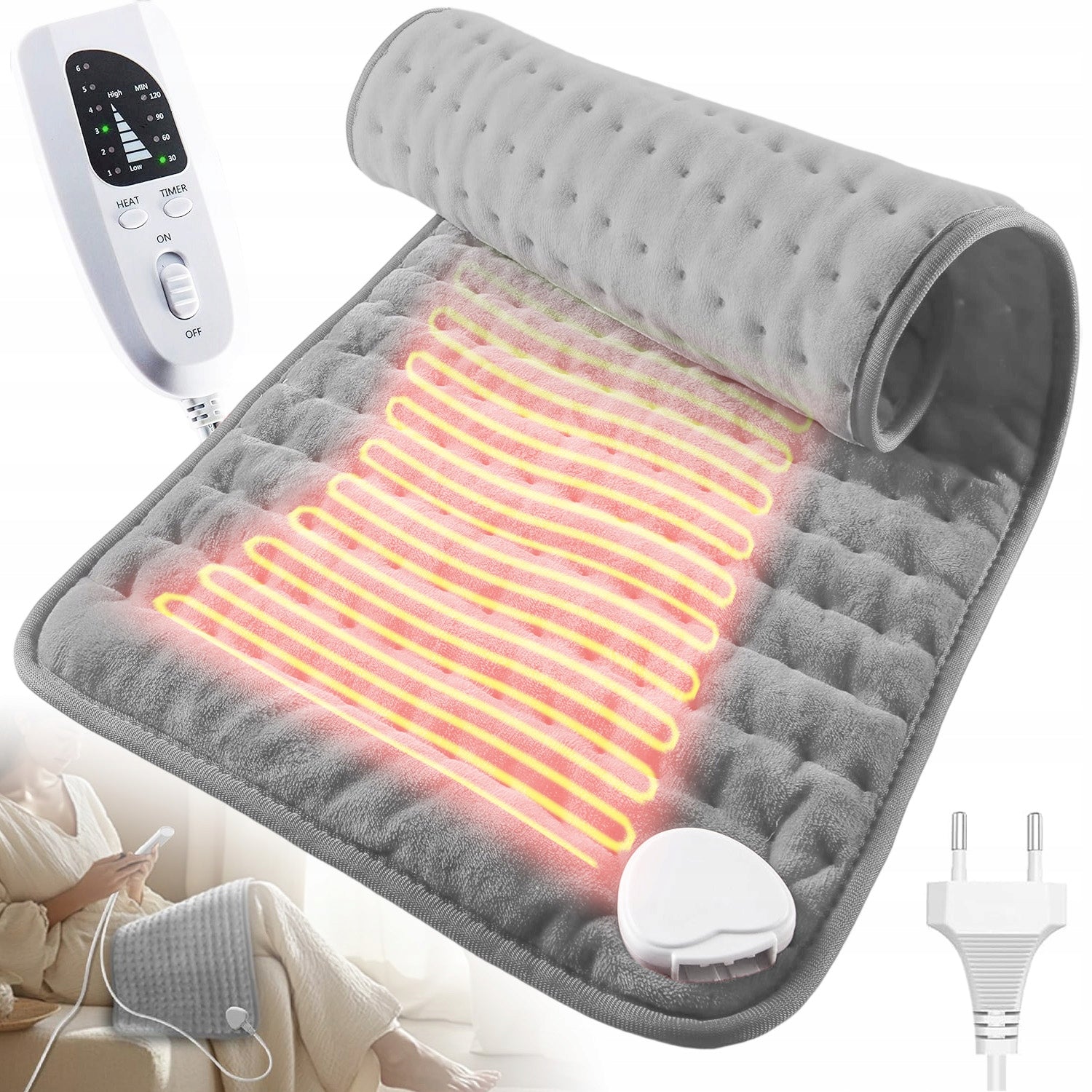 Electric Heating Blanket 60x30cm With Remote Control And Timer Mat For Sore Muscles