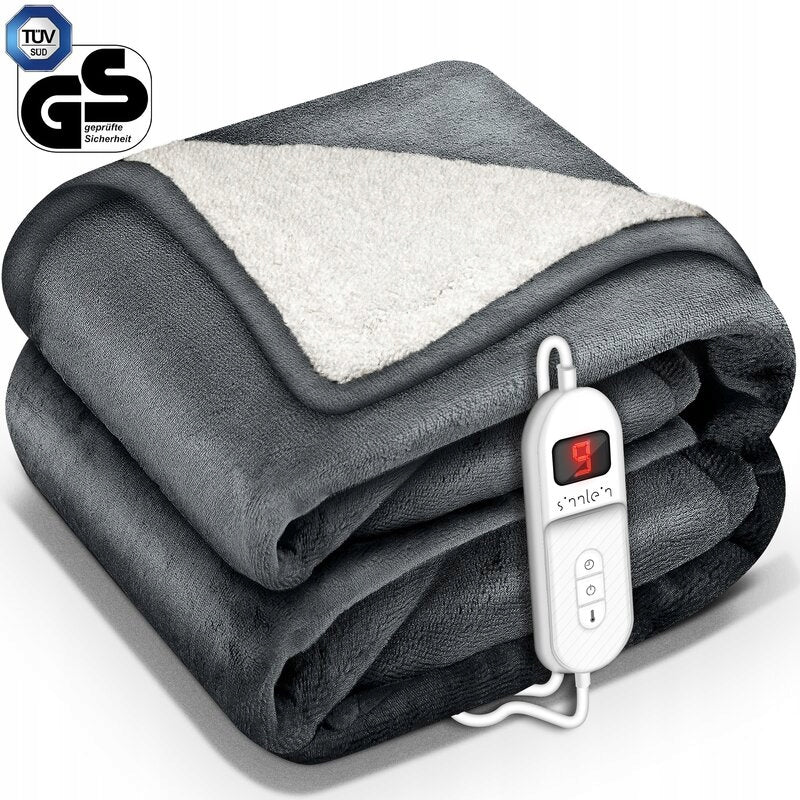 Electric Heating Blanket Plush Heated LCD 160x120 cm black TIMER