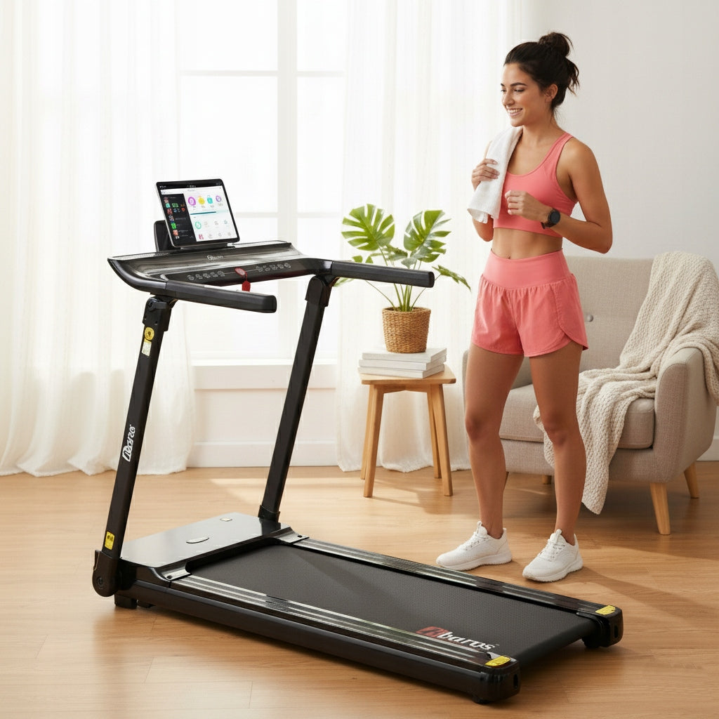Electric Home Treadmill 14km/h 130kg Training Belt 42cm Cushioning Measurements training duration distance speed pulse burned calories