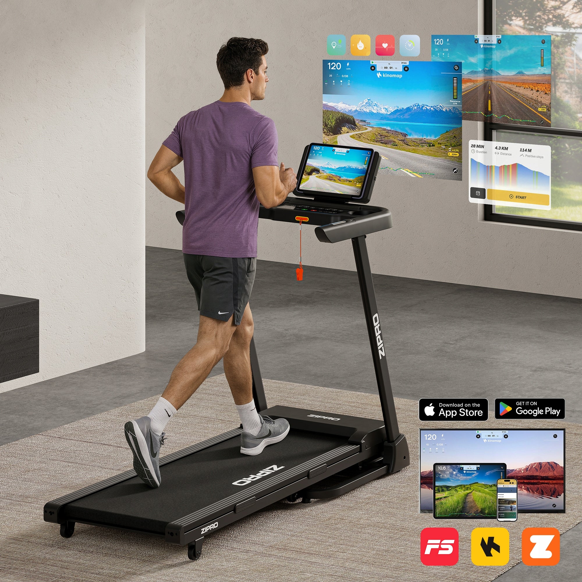 Electric Home Treadmill Folding Luma Belt Inclination Shock Absorption Zipro Manufacturer code 14855504
