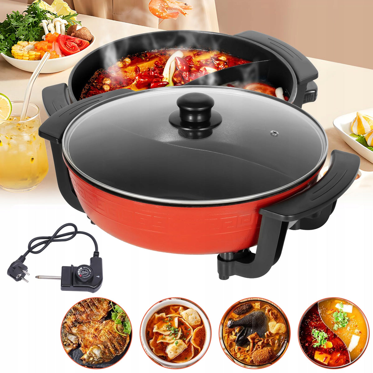 Electric Hot Pot 6L Portable Electric Cooking Pot