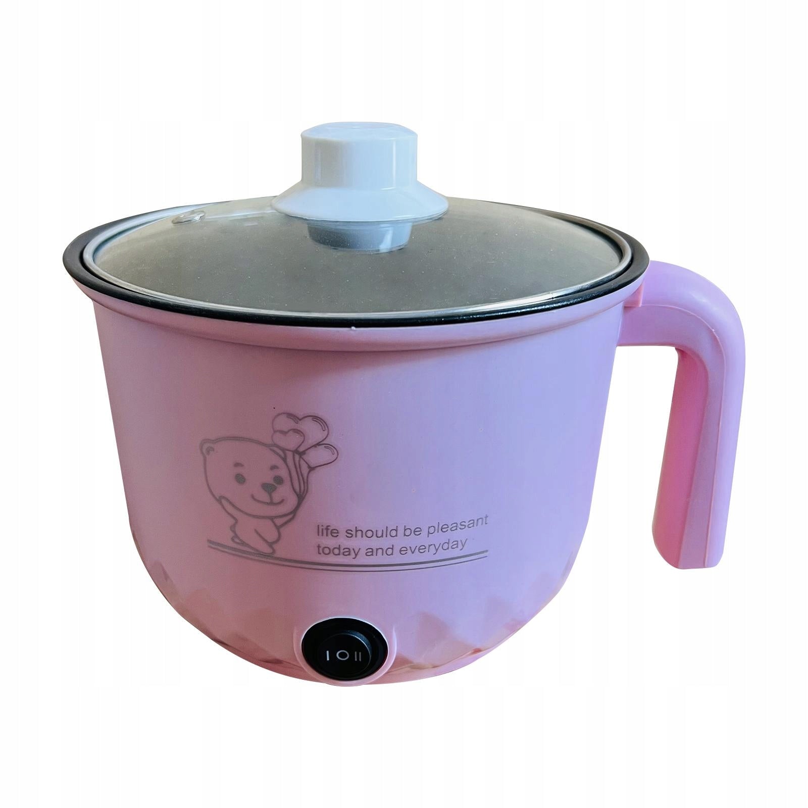 Electric Hot Pot Nonstick Household 2 Gear Multipurpose Stainless Pink