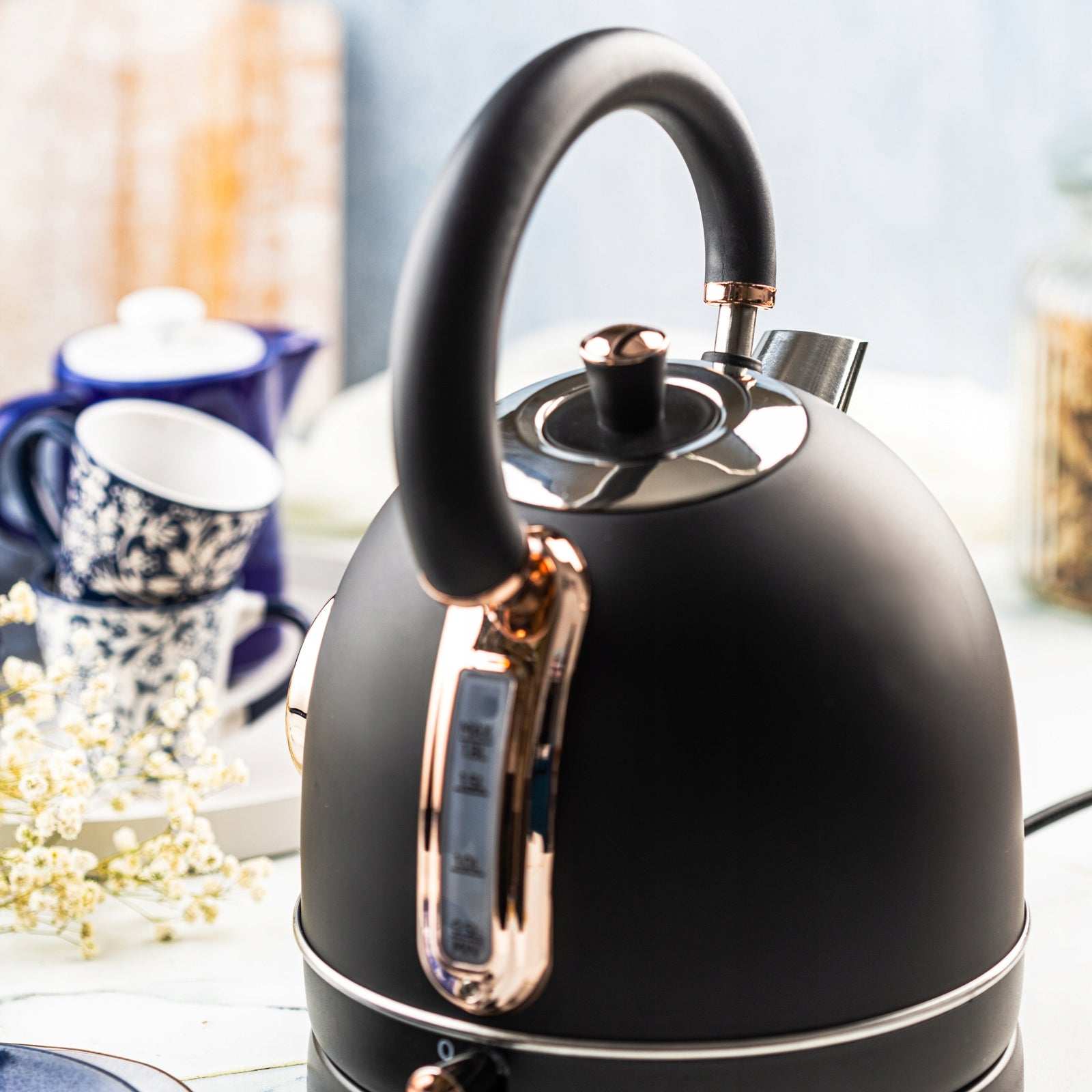 Electric Kettle 1.8L with Thermometer RETRO Klausberg KB-7905 2200W Black Model KB-7905