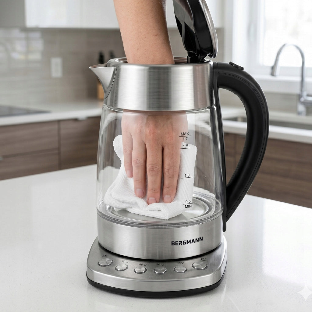 Electric Kettle Glass 1,7L BERGMANN 2200W ADJUSTABLE LED Backlight Manufacturer code MTP008054