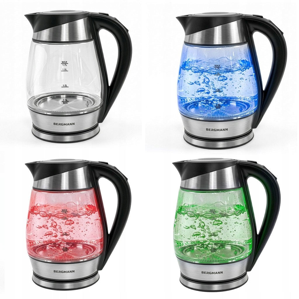 Electric Kettle Glass 1,7L BERGMANN 2200W with temperature control Capacity 1.7 l