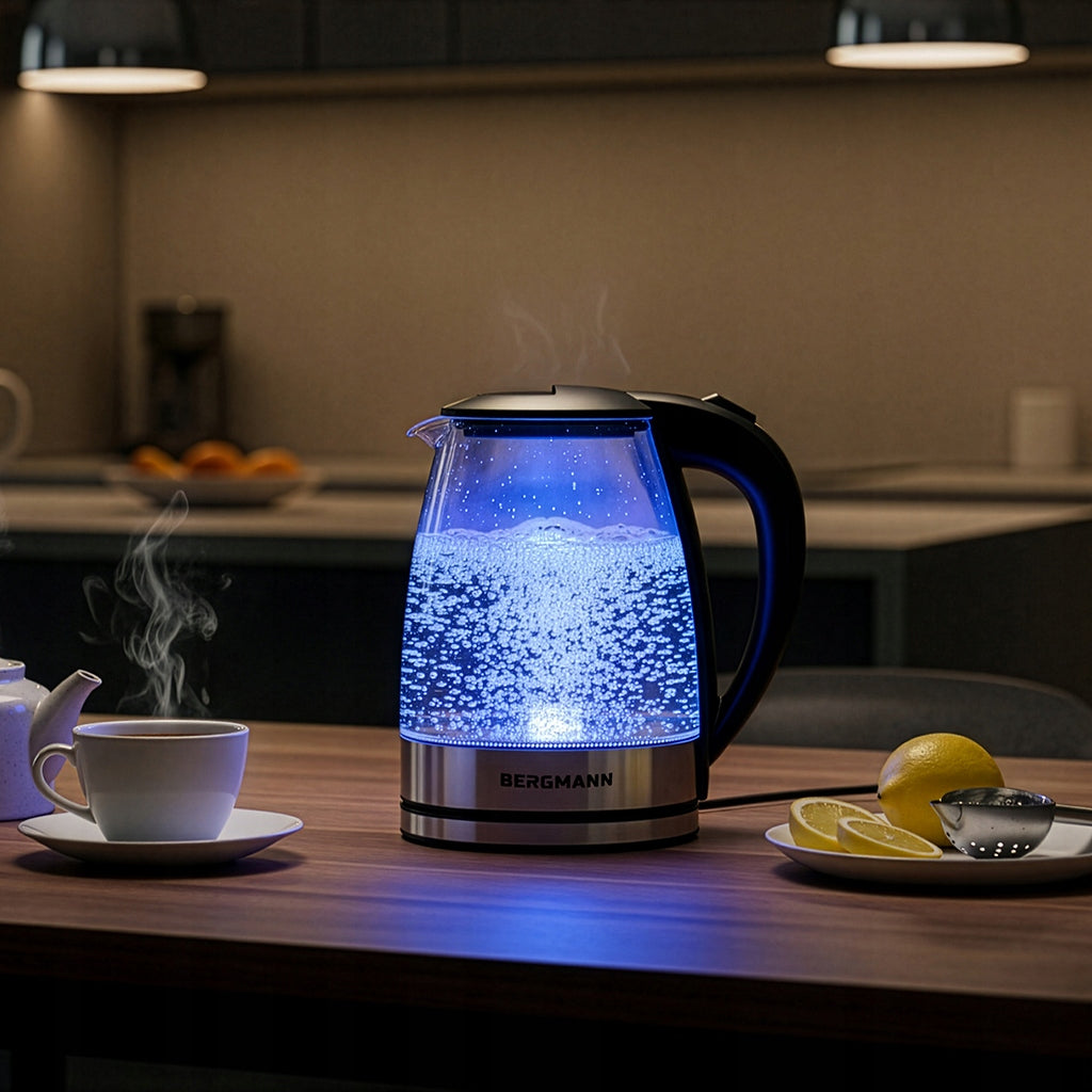 Electric Kettle Glass 1,8L BERGMANN Wireless 2200W LED Model ZH002