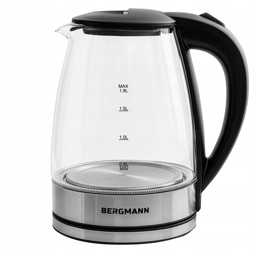 Electric Kettle Glass 1,8L BERGMANN Wireless 2200W LED Packaging status original